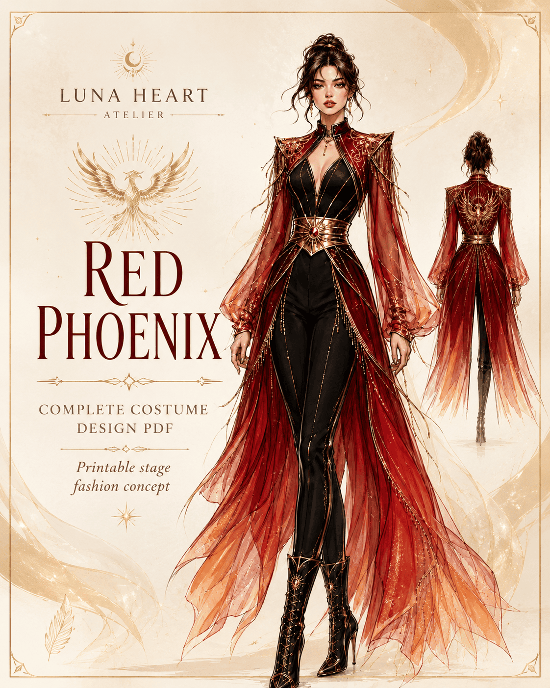 Red Phoenix Costume Design PDF by Luna Heart Atelier